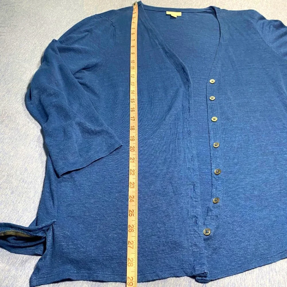J. Jill Love Linen Women's Open Front Cardigan Sweater XL Blue - Picture 4 of 6
